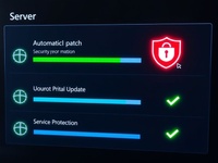 Server dashboard showing regular security patching and OS updates for managed infrastructure.