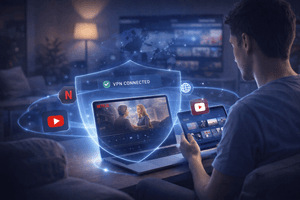 SecureVPN allows streaming without restrictions, bypassing geo-blocks on Netflix, YouTube, and other platforms.