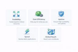 benefits of cloud servers infographic showing scalability cost efficiency uptime and global performance