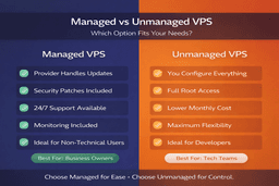managed vs unmanaged vps hosting comparison showing responsibilities and control
