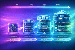 scalable WordPress VPS hosting showing increasing server resources and traffic growth