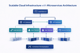 Scalable cloud infrastructure design with microservices and horizontal scaling architecture