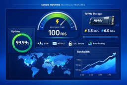 high performance cloud hosting features nvme storage uptime speed metrics
