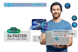 Turbo Boosted Hosting powered by NVMe SSD storage and 10Gbps network for high-speed web performance