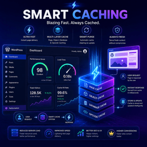 Smart caching in managed WordPress hosting improving load speed and Core Web Vitals performance