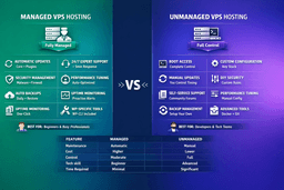 managed vs unmanaged WordPress VPS hosting comparison showing control support and maintenance differences