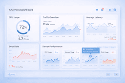 cloud hosting monitoring dashboard showing traffic cpu usage and performance metrics