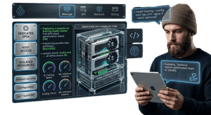 Bare metal GPU server with dedicated NVIDIA GPUs for AI training, deep learning, and high-performance computing workloads