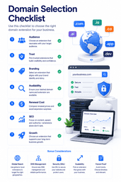 Checklist for choosing the right domain extension based on branding trust SEO availability and business growth