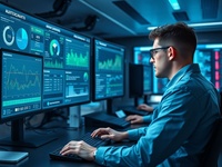 Technicians overseeing managed hosting servers with automated maintenance and performance tools