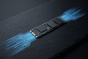 NVMe SSD drive powering Turbo Boosted Hosting with 3,500 MB/s read speeds for faster TTFB and Core Web Vitals performance