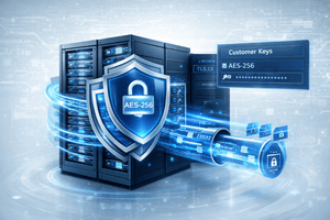 Encrypted enterprise storage server with AES-256 and TLS 1.3 protection