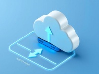 Cloud data backup illustration showing daily automated backups and restore options