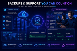 Managed WordPress hosting with automated backups, security monitoring, and 24/7 expert support