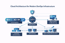 cloud architecture diagram showing ci cd containers apis observability and auto scaling infrastructure