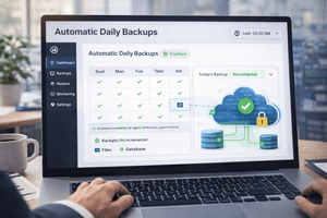 automatic daily WordPress backup dashboard with incremental file and database protection