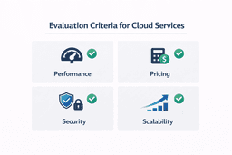 cloud services evaluation checklist for developers showing performance pricing security and scalability factors