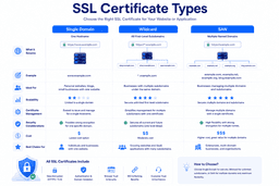 Comparison of single domain wildcard and SAN SSL certificates for websites and subdomains