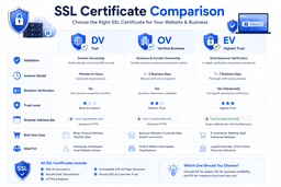 Comparison of DV OV and EV SSL certificates for ecommerce websites and secure online stores