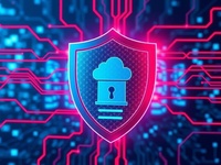 Futuristic shield illustration symbolizing DDoS attack prevention and firewall defense.