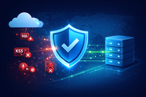Cloud web application firewall blocking SQL injection, XSS, and bot attacks before reaching the server.