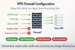 vps firewall configuration allowing and blocking network traffic securely