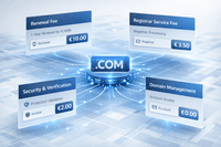 Domain transfer cost breakdown including renewal, registrar fee and verification process