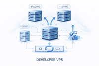 Developer VPS for staging, testing, and CI/CD environments with instant provisioning and snapshots