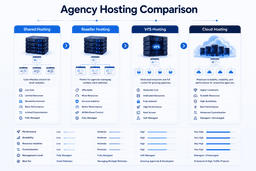 Comparison of shared reseller VPS and cloud hosting for agencies managing multiple client websites