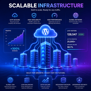 Scalable managed WordPress hosting infrastructure designed for high-traffic websites and growing platforms