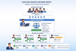 reverse proxy and load balancer distributing traffic across VPS servers