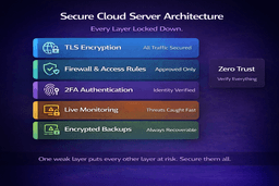 secure cloud server architecture with vps security layers and encryption