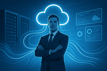 Confident professional managing cloud servers effortlessly with Cloudoora Managed VPS — surrounded by secure, high-performance infrastructure and intuitive control panels.