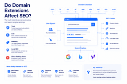 SEO impact of domain extensions showing trust click through rate branding local SEO and search visibility