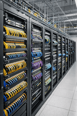 carrier neutral colocation network with fiber cross connects and internet exchange peering connectivity