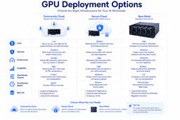 Comparison of community GPU cloud secure GPU cloud and bare metal GPU servers for AI workloads
