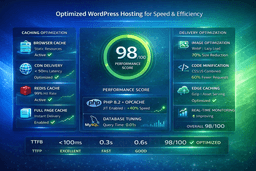 optimized WordPress hosting with caching CDN database tuning and performance enhancements