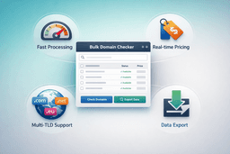 bulk domain checker features including fast processing real time pricing and multi TLD support