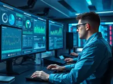 Technicians overseeing managed hosting servers with automated maintenance and performance tools