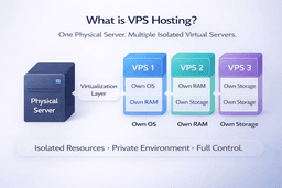 what is vps hosting diagram showing virtual private servers on one physical server