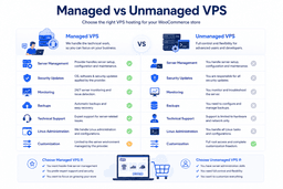 Comparison of managed VPS and unmanaged VPS hosting for WooCommerce websites