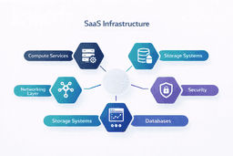saas cloud infrastructure diagram showing compute storage databases networking security and monitoring