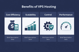 VPS hosting benefits including scalability performance control and cost efficiency infographic