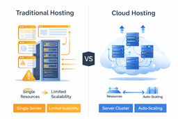 cloud hosting vs traditional hosting diagram for startups