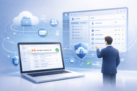 Managed Google Workspace services with business email hosting, custom domain Gmail setup, user management dashboard, and secure cloud collaboration