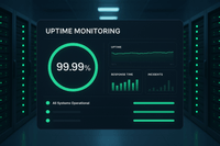 99.99% uptime monitoring dashboard showing proactive server performance tracking.