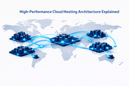 High performance cloud hosting architecture with distributed servers and global network