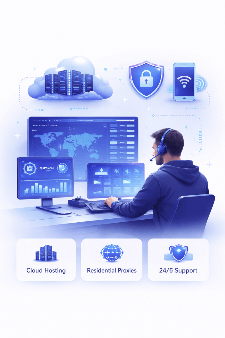 24/7 expert support engineer monitoring cloud hosting infrastructure, server performance, and security systems