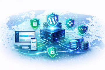 Secure WordPress hosting infrastructure with SSL encryption, firewall protection, malware scanning, and automated website backups.