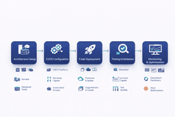 saas application deployment on cloud workflow showing architecture setup ci cd deployment and monitoring